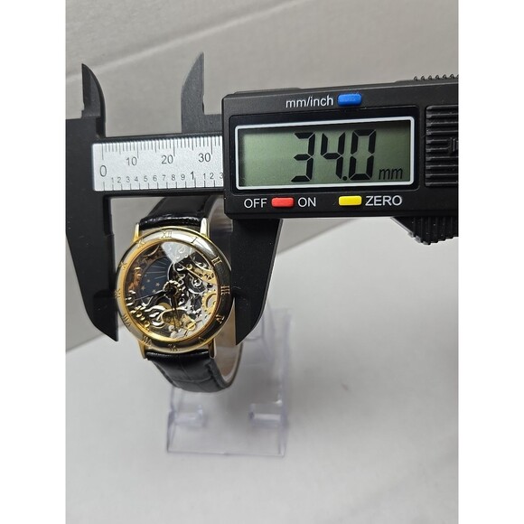 Futura Sun Moon Skeleton Dial Quartz Watch Womens Black New Battery Gold Tone - Picture 5 of 12